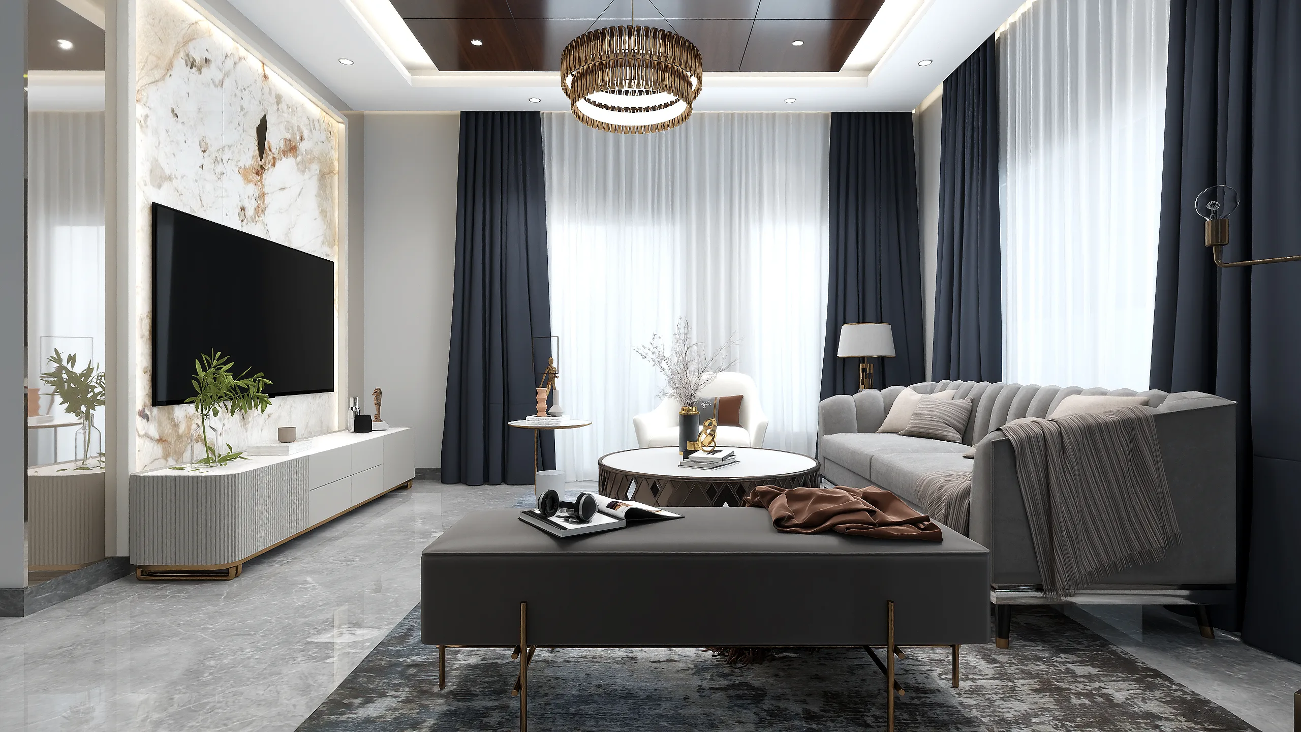Luxury Living Room – Simhachalum Villa Interior